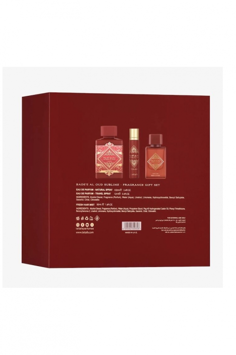 Unisex arapski komplet Lattafa Bade`e Al Oud Sublime Edp 100 ml + 12 ml Edp + Hair Mist 50 mlIVET.RS - Nova Kolekcija
