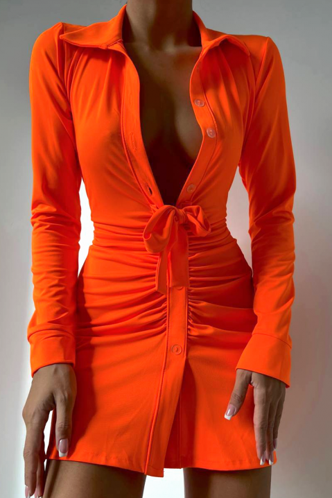 Elegantna haljina sa nabranim strukom i V-izrezanim dekolteom VERNONA ORANGE, Boja: narandžasta, IVET.RS - Nova Kolekcija