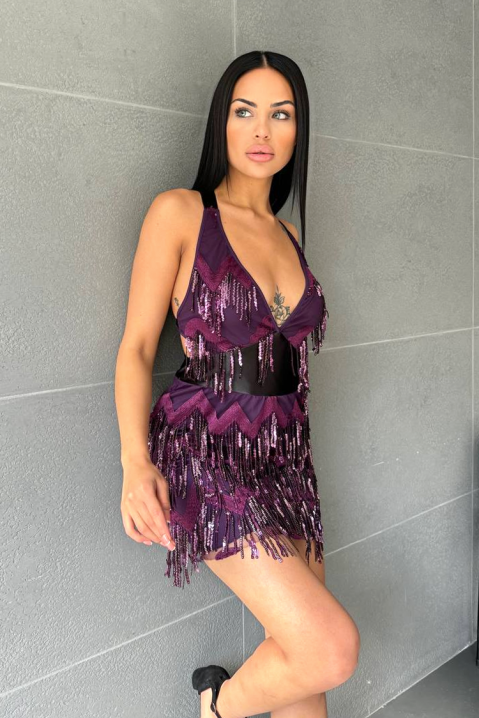 Mini haljina sa svetlucavim efektnim resama GRATIELA PURPLE, Boja: ljubičasta, IVET.RS - Nova Kolekcija