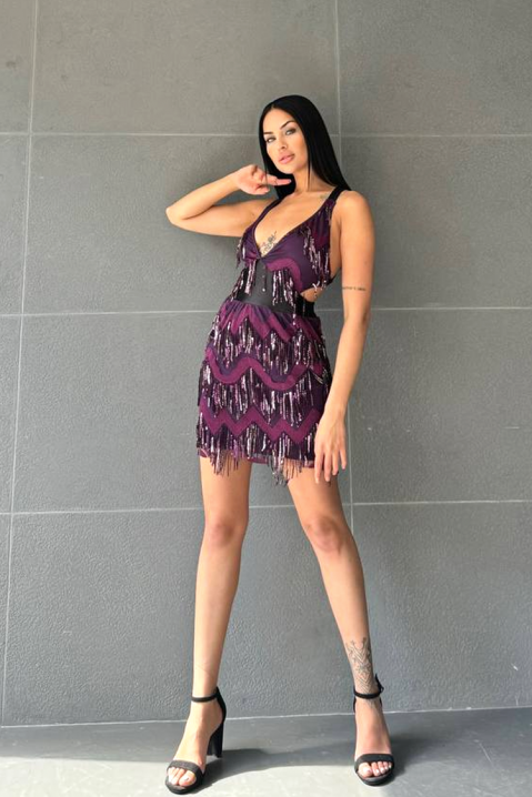 Mini haljina sa svetlucavim efektnim resama GRATIELA PURPLE, Boja: ljubičasta, IVET.RS - Nova Kolekcija