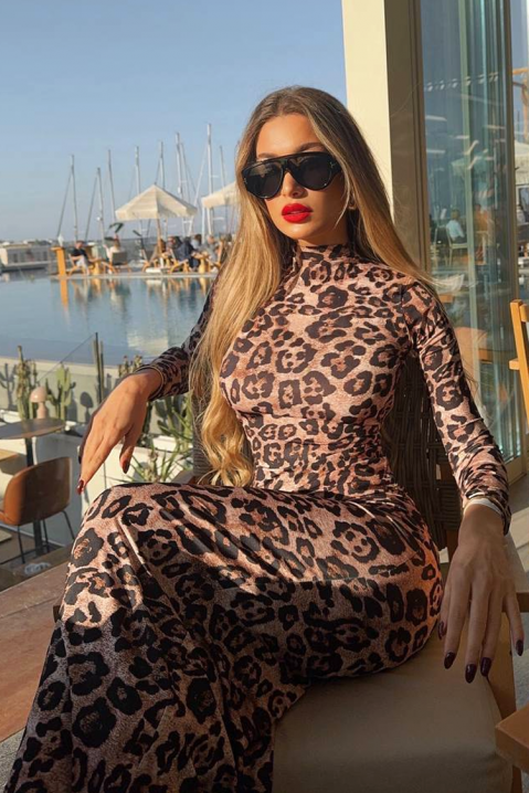Duga haljina sa leopard printom i golim leđima LAMELITA, Boja: leopard, IVET.RS - Nova Kolekcija