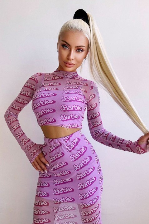 Ženski dvodelni komplet od krop topa i midi suknje BARBIETA PINK, Boja: roze, IVET.RS - Nova Kolekcija