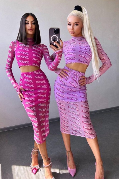 Ženski dvodelni komplet od krop topa i midi suknje BARBIETA FUCHSIA, Boja: fuksija, IVET.RS - Nova Kolekcija