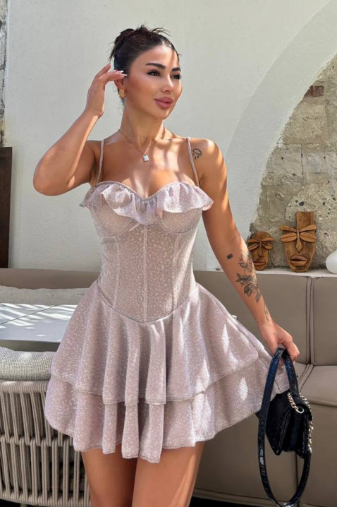 Kratka haljina sa korsetom na gornjem delu i volanima VALEONSINA BEIGE, Boja: bež, IVET.RS - Nova Kolekcija