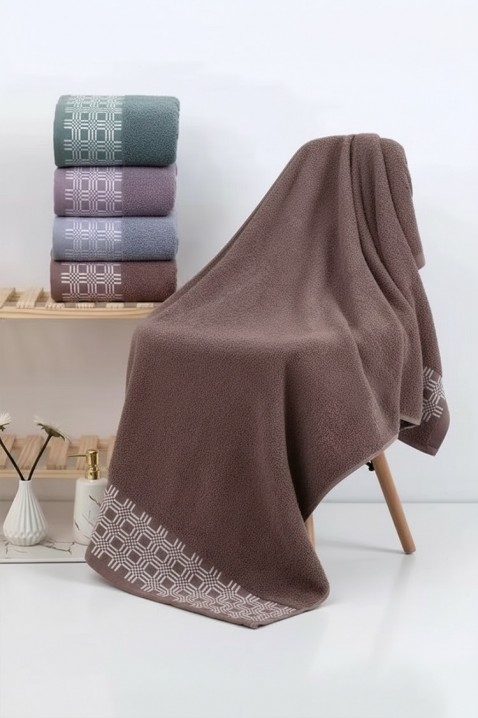 Peškir od frotira sa dekorativnom bordurom i mekom teksturom KARPINA BROWN 50x100 cm, Boja: braon, IVET.RS - Nova Kolekcija