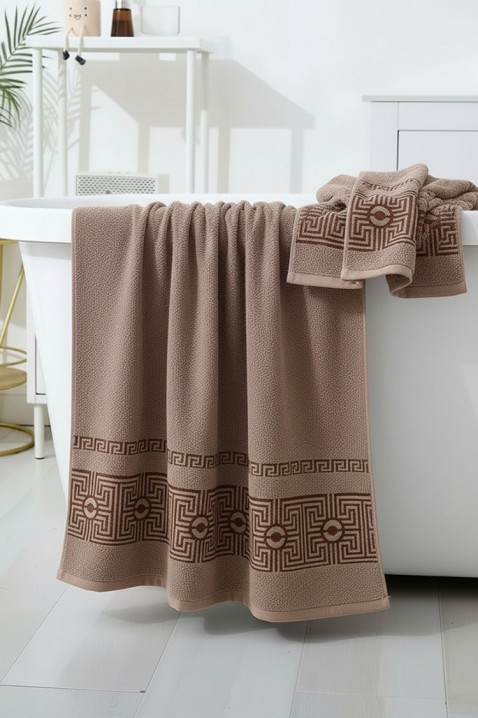 Peškir od frotira sa dekorativnim bordom i mekom teksturom HAVLIANA BROWN 70x140 cm, Boja: braon, IVET.RS - Nova Kolekcija