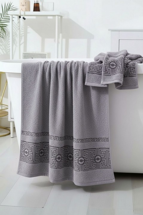 Peškir od frotira sa dekorativnom bordurom i mekom teksturom HAVLIANA GREY 50x100 cm, Boja: siva, IVET.RS - Nova Kolekcija