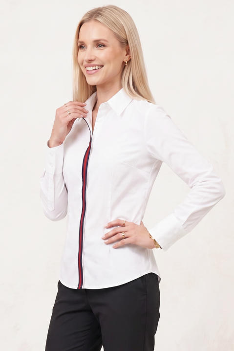 Elegantna ženska košulja sa kontrastnim detaljem LARENTISA WHITE, Boja: bela, IVET.RS - Nova Kolekcija