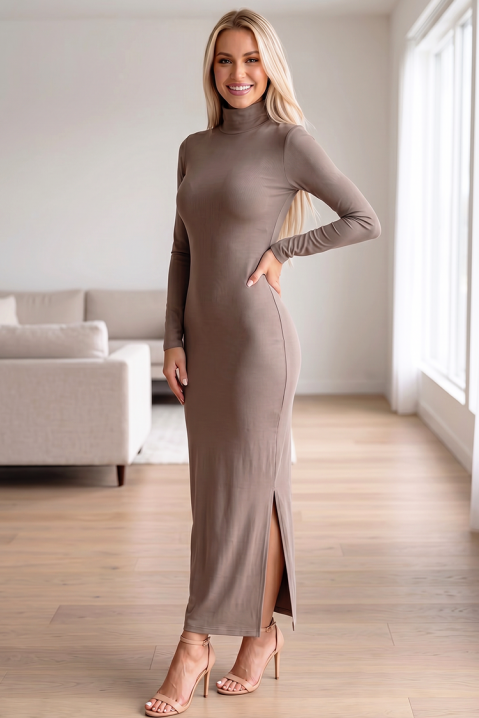 Elegantna haljina sa čistom linijom MELODIE CAPPUCCINO, Boja: moka, IVET.RS - Nova Kolekcija