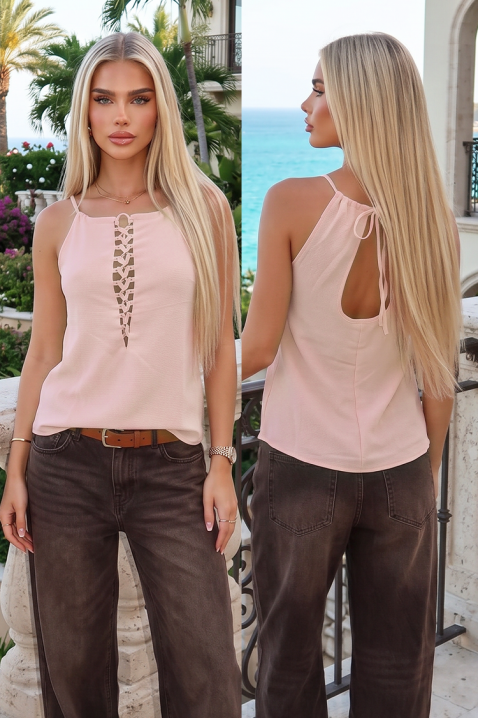 Moderan top sa vezivanjem i otvorenim leđima YVETE PINK, Boja: roze, IVET.RS - Nova Kolekcija
