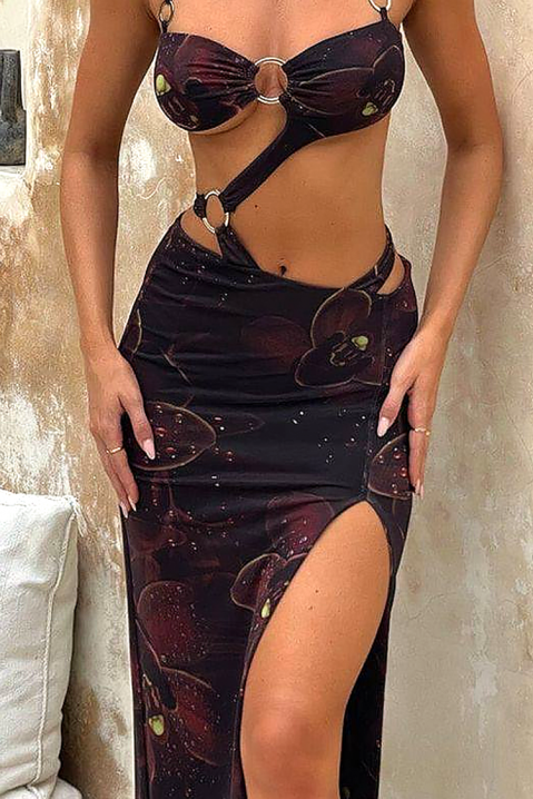 Duga haljina sa izrezom i dekorativnim elementima MADLENIA BORDO, Boja: bordo, IVET.RS - Nova Kolekcija