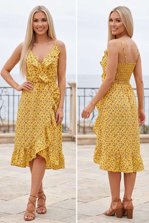 Efirna haljina sa volanima i boho cvetnim printom SAINA YELLOW, Boja: žuta, IVET.RS - Nova Kolekcija