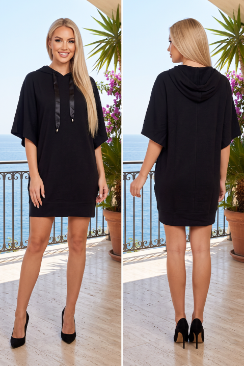Sportsko-elegantna kratka haljina sa kapuljačom KATRYNA BLACK, Boja: crna, IVET.RS - Nova Kolekcija