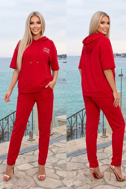 Ženski sportski komplet bluza sa kapuljačom i pantalonama REDYNA RED, Boja: crvena, IVET.RS - Nova Kolekcija