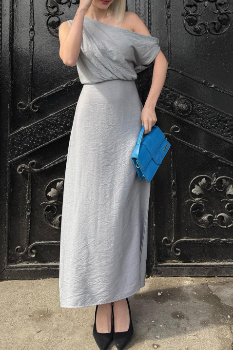 Elegantna asimetrična haljina na jedno rame JOZETE GREY, Boja: siva, IVET.RS - Nova Kolekcija