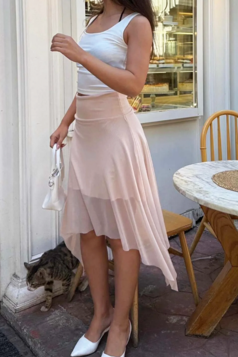 Efirna suknja sa modernim asimetričnim dizajnom JOLENE PUDRA, Boja: rose, IVET.RS - Nova Kolekcija