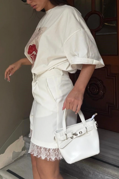 Ženske kratke pantalone sa nežnom čipkom MITSY, Boja: bela, IVET.RS - Nova Kolekcija