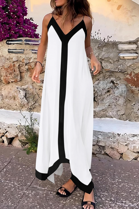 Ležerna maksi haljina sa kontrastnim paspulom HRISIENA, Boja: bela, IVET.RS - Nova Kolekcija