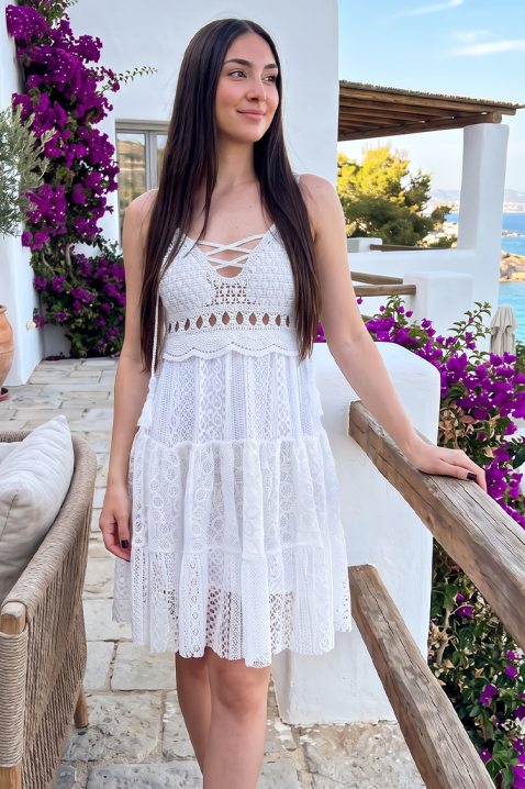 Mini haljina od čipke u boho stilu JACIRA WHITE, Boja: bela, IVET.RS - Nova Kolekcija