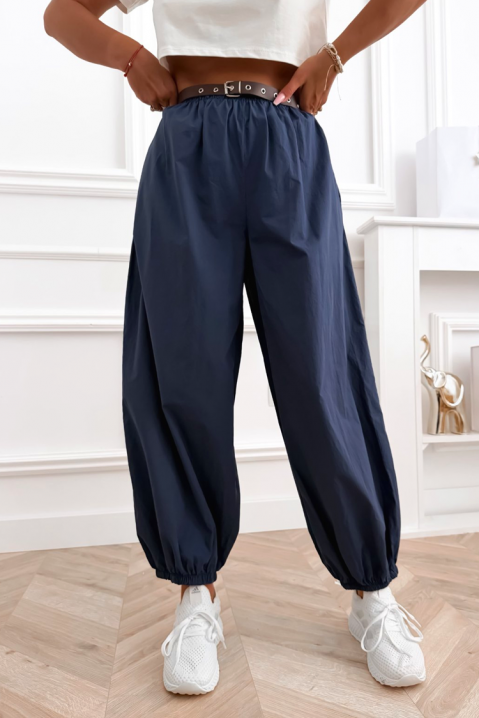 Ženske pamučne pantalone opuštenog kroja sa elastičnim ranflama CHEROSIA NAVY, Boja: tamnoplava, IVET.RS - Nova Kolekcija