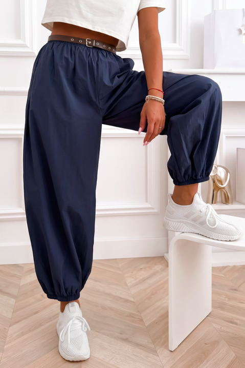 Ženske pamučne pantalone opuštenog kroja sa elastičnim ranflama CHEROSIA NAVY, Boja: tamnoplava, IVET.RS - Nova Kolekcija
