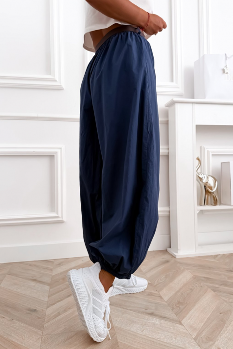 Ženske pamučne pantalone opuštenog kroja sa elastičnim ranflama CHEROSIA NAVY, Boja: tamnoplava, IVET.RS - Nova Kolekcija