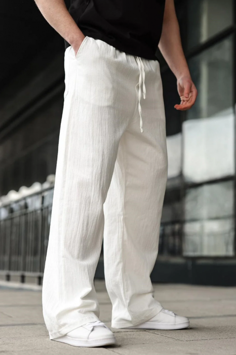 Muške pantalone ležernog kroja sa elastičnim pojasom i pravim siluetom VAREZIO WHITE, Boja: bela, IVET.RS - Nova Kolekcija