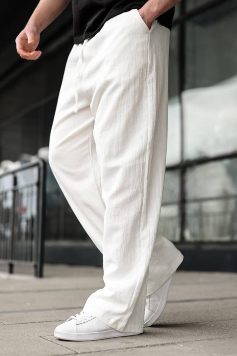 Muške pantalone ležernog kroja sa elastičnim pojasom i pravim siluetom VAREZIO WHITE, Boja: bela, IVET.RS - Nova Kolekcija