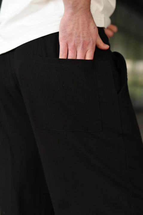 Muške pantalone ležernog kroja sa elastičnim pojasom i pravim siluetom VAREZIO BLACK, Boja: crna, IVET.RS - Nova Kolekcija