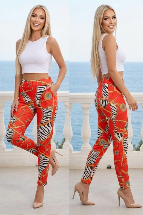 Ženske pantalone sa visokom strukom i upečatljivim printom sa umetničkim motivima TAVORENA RED, Boja: višebojna, IVET.RS - Nova Kolekcija