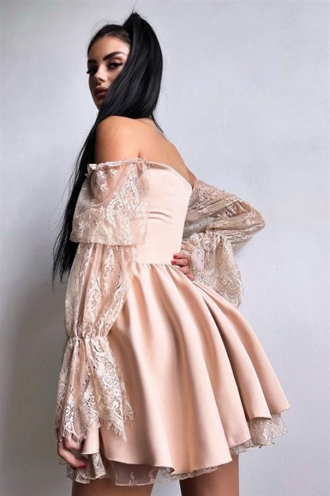 Elegantna haljina sa detaljima od čipke i korseta NIREYA BEIGE, Boja: bež, IVET.RS - Nova Kolekcija