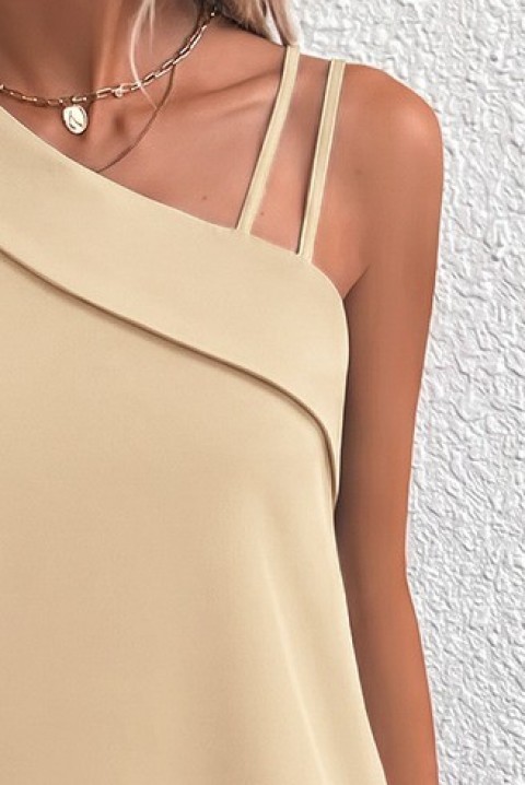 Elegantna kratka haljina sa asimetričnim dekolteom i širokim krojem IVRINIA BEIGE, Boja: bež, IVET.RS - Nova Kolekcija