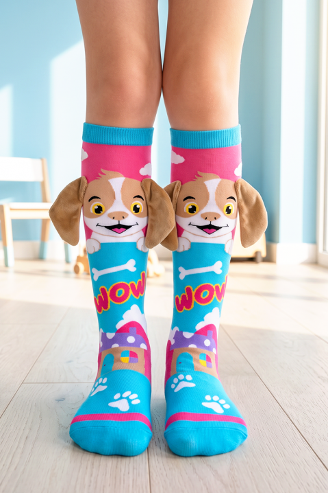 Dečije dokolenice sa 3D printom psa i mekanim ušima PUPPY PAW, Boja: višebojna, IVET.RS - Nova Kolekcija