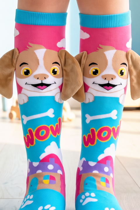 Dečije dokolenice sa 3D printom psa i mekanim ušima PUPPY PAW, Boja: višebojna, IVET.RS - Nova Kolekcija