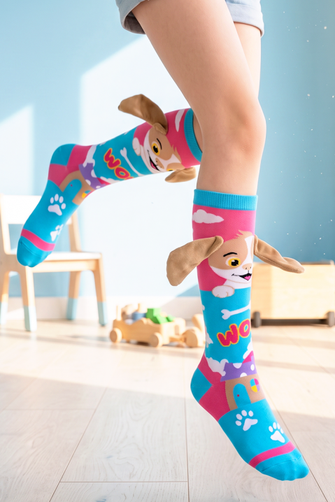 Dečije dokolenice sa 3D printom psa i mekanim ušima PUPPY PAW, Boja: višebojna, IVET.RS - Nova Kolekcija