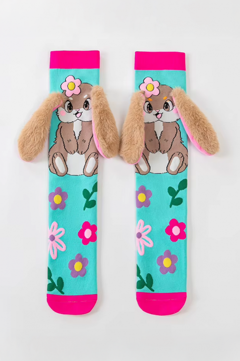 Dečije dokolenice sa 3D printom zeke i mekim ušima AQUA BUNNY, Boja: svetloplava, IVET.RS - Nova Kolekcija