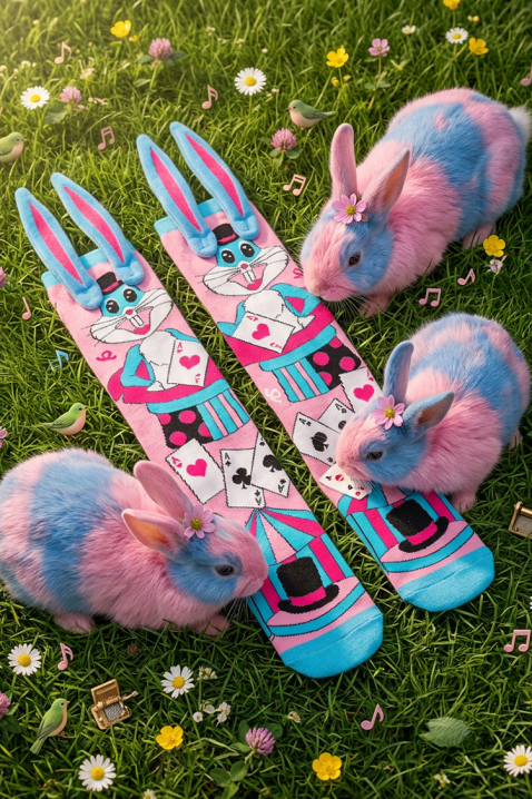 Dečije dokolenice sa 3D printom zeca sa mekim ušima MAGIC BUNNY, Boja: višebojna, IVET.RS - Nova Kolekcija