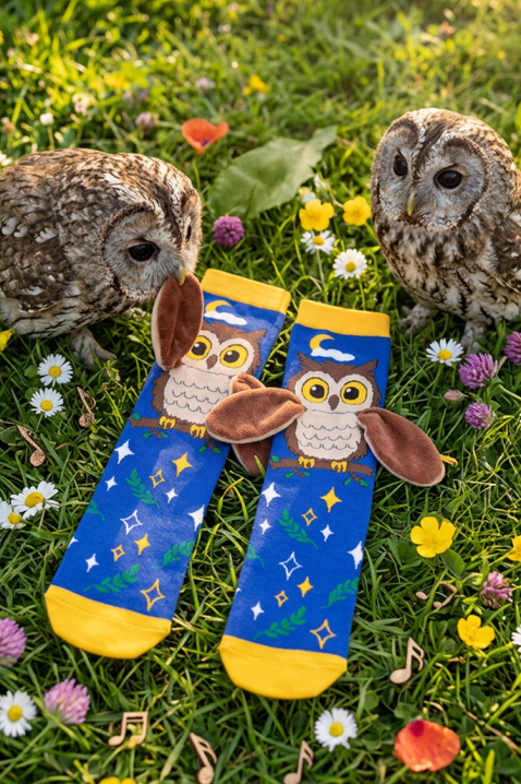 Dečije dokolenice sa 3D printom sove i mekanim krilima OWL DREAMS, Boja: plava, IVET.RS - Nova Kolekcija