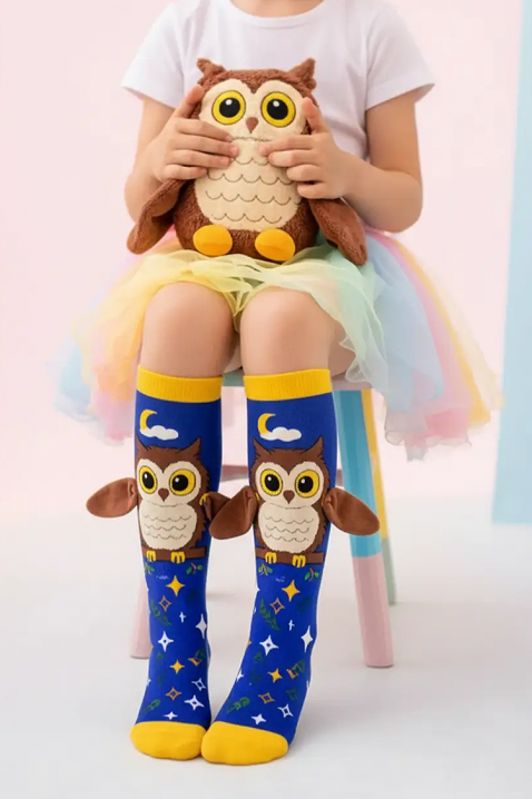 Dečije dokolenice sa 3D printom sove i mekanim krilima OWL DREAMS, Boja: plava, IVET.RS - Nova Kolekcija