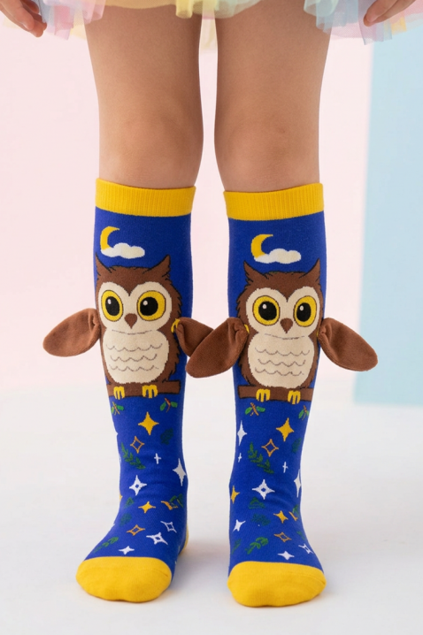 Dečije dokolenice sa 3D printom sove i mekanim krilima OWL DREAMS, Boja: plava, IVET.RS - Nova Kolekcija