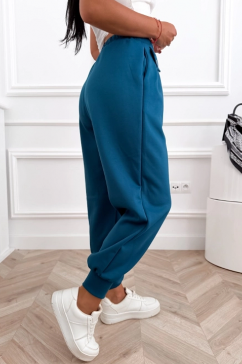 Sportsko-elegantne pantalone sa visokom strukom i elastičnim manžetnama AMARIATA BLUE, Boja: plava, IVET.RS - Nova Kolekcija