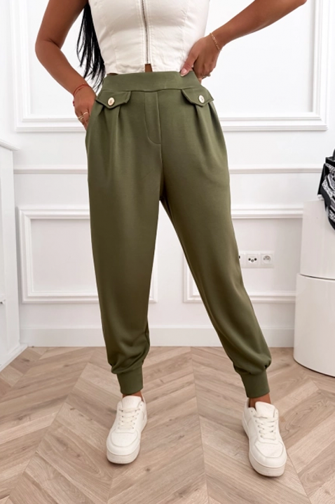 Sportsko-elegantne pantalone sa visokom strukom i elastičnim manžetnama AMARIATA GREEN, Boja: zelena, IVET.RS - Nova Kolekcija
