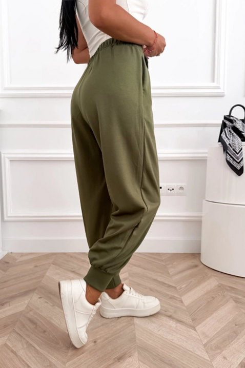 Sportsko-elegantne pantalone sa visokom strukom i elastičnim manžetnama AMARIATA GREEN, Boja: zelena, IVET.RS - Nova Kolekcija