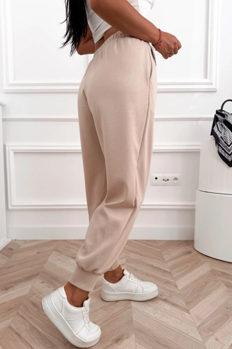 Sportsko-elegantne pantalone sa visokom strukom i elastičnim manžetnama AMARIATA BEIGE, Boja: bež, IVET.RS - Nova Kolekcija