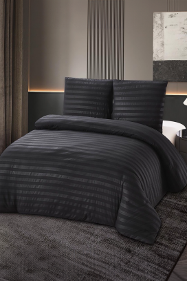 komplet posteljine KRONESA BLACK 200x220 cm pamuk - 3 dela