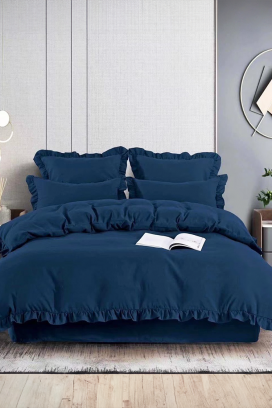 komplet posteljine CANVELA NAVY 160x200 cm pamuk - 4 dela