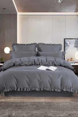 komplet posteljine CANVELA GREY 160x200 cm pamuk - 4 dela
