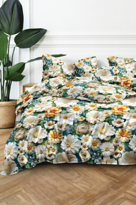 komplet posteljine SERMOFY 200x220 cm pamuk - 3 dela