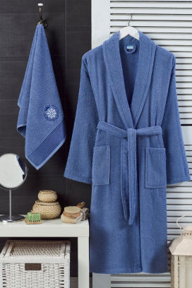 komplet bademantila i peškira DRONEIFA BLUE