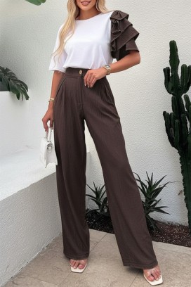 komplet za svakodnevni moderni izgled sa trendi rukavom HIRDONA BROWN